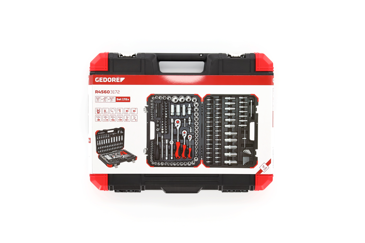 R45603172 - Juego de llaves de vaso 1/4"+3/8"+1/2", 172 piezas