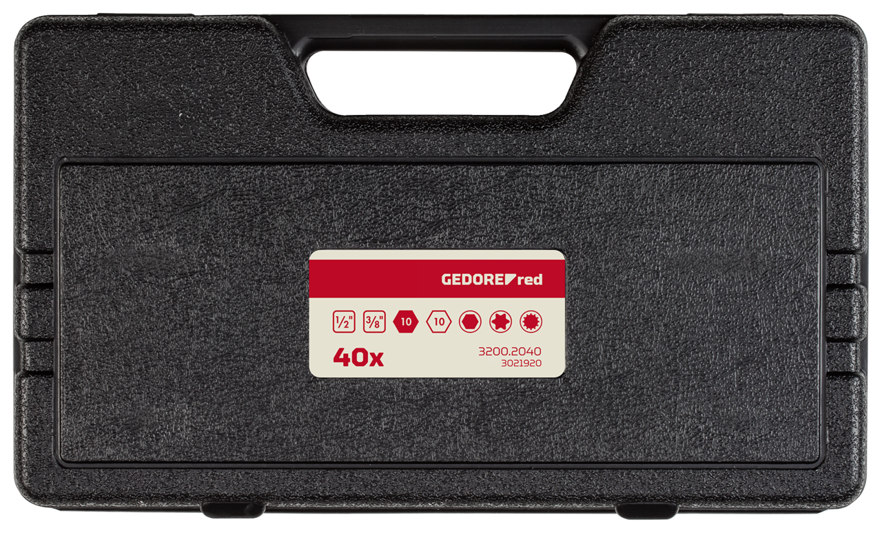 R35003040 - Maletín de puntas de arrastre de 10 mm TX+XZN+hexagonal, 40 piezas