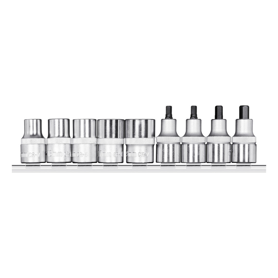 R68008009 - Vasos destornilladores 1/2" con carril, 9 piezas