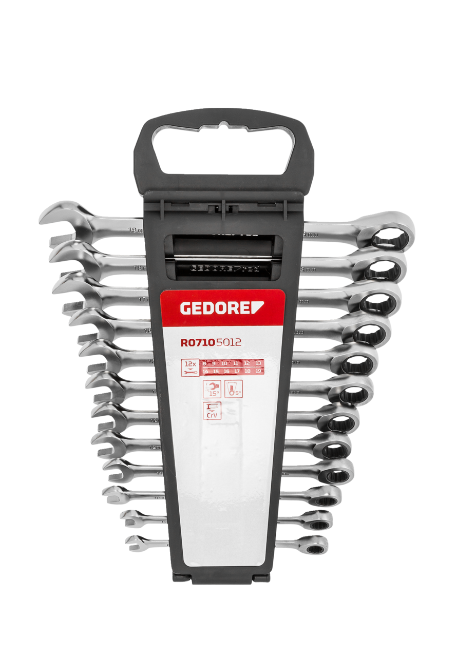 R07105012 - Juego de 12 llaves combinadas de carraca 8-19 mm