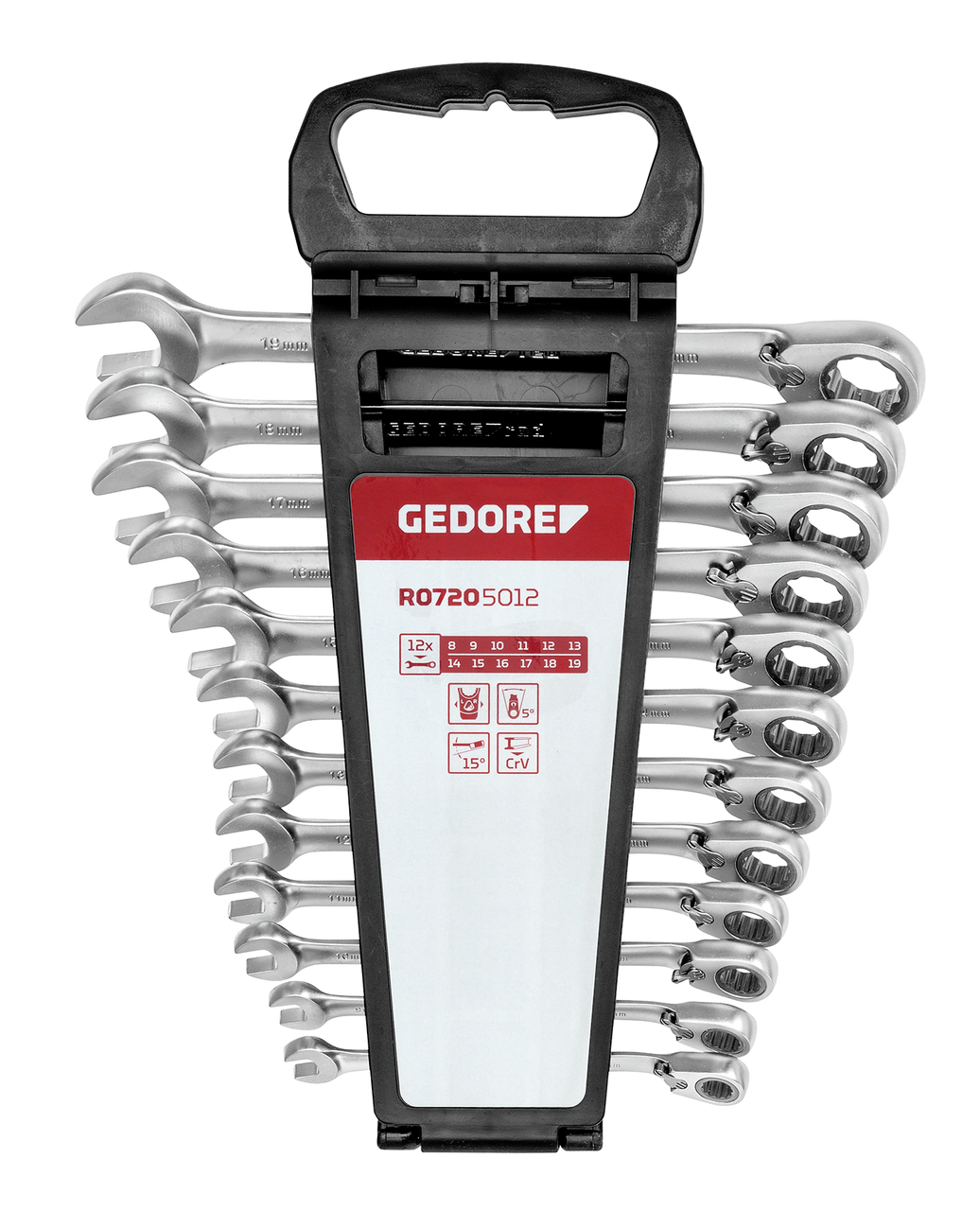 R07205012 - Juego de 12 llaves de carraca combinadas de carraca 8-19 mm