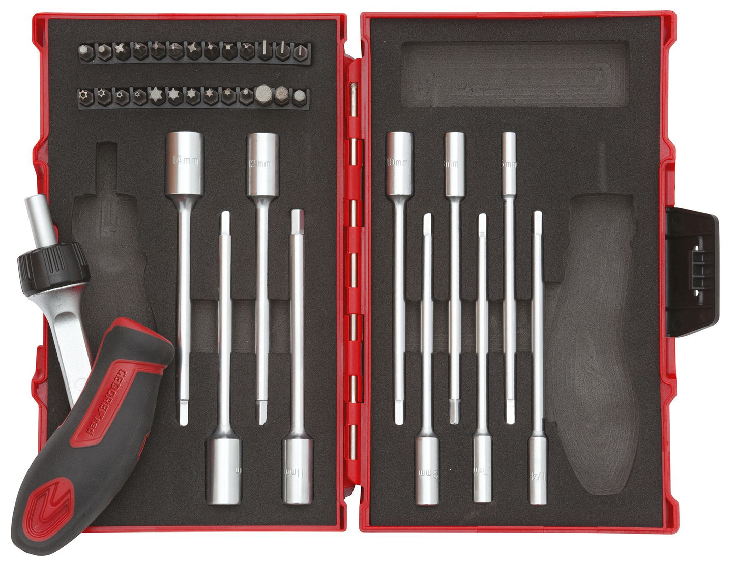 R49005037 - Juego de herramientas con carraca en T 1/4", 37 piezas