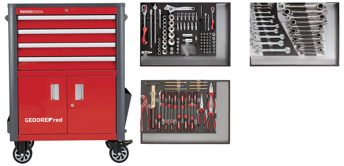 R22041004 - Juego de herramientas en carro de herramientas WINGMAN rojo 129 piezas